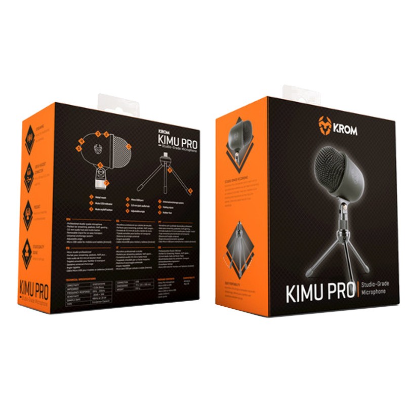 Micrófono Krom Kimu Pro Profesional - Kimu Pro es la nueva apuesta de Krom en su gama de micrófonos más profesionales. Recogiendo el éxito de su sucesor este micrófono apuesta por un incremento en la calidad y nitidez del sonido. - Ítem14