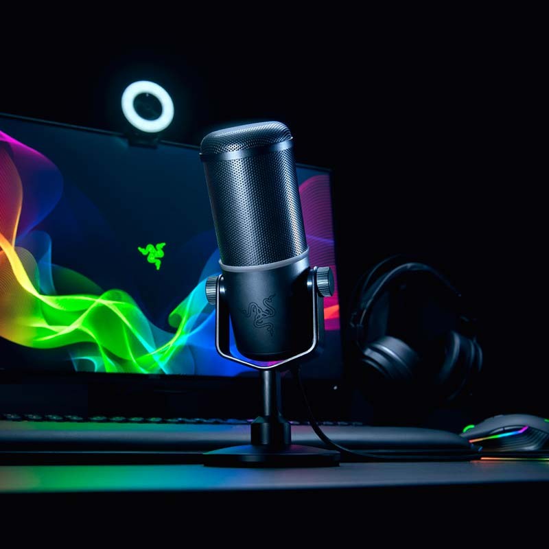 Razer Seiren V2 Pro - Microphone USB Professionnel pour Streamers  (Microphone Dynamique 30 mm, Filtre Passe-Haut, limiteur de Gain,  Monitoring du