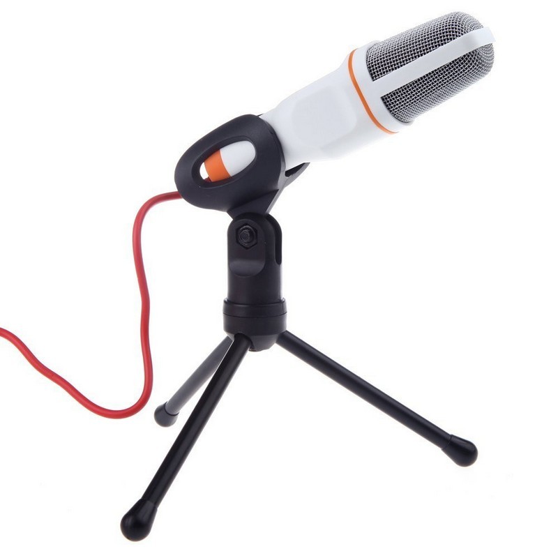 Microfone Condensador SF-666 com suporte de mesa - Branco