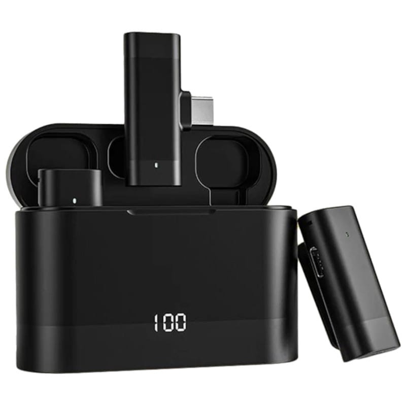 Microfones Sem Fio Lavalier J66 USB Type-C Preto - Item