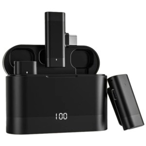 Micrófonos Inalámbricos de Solapa J66 USB Tipo-C Negro