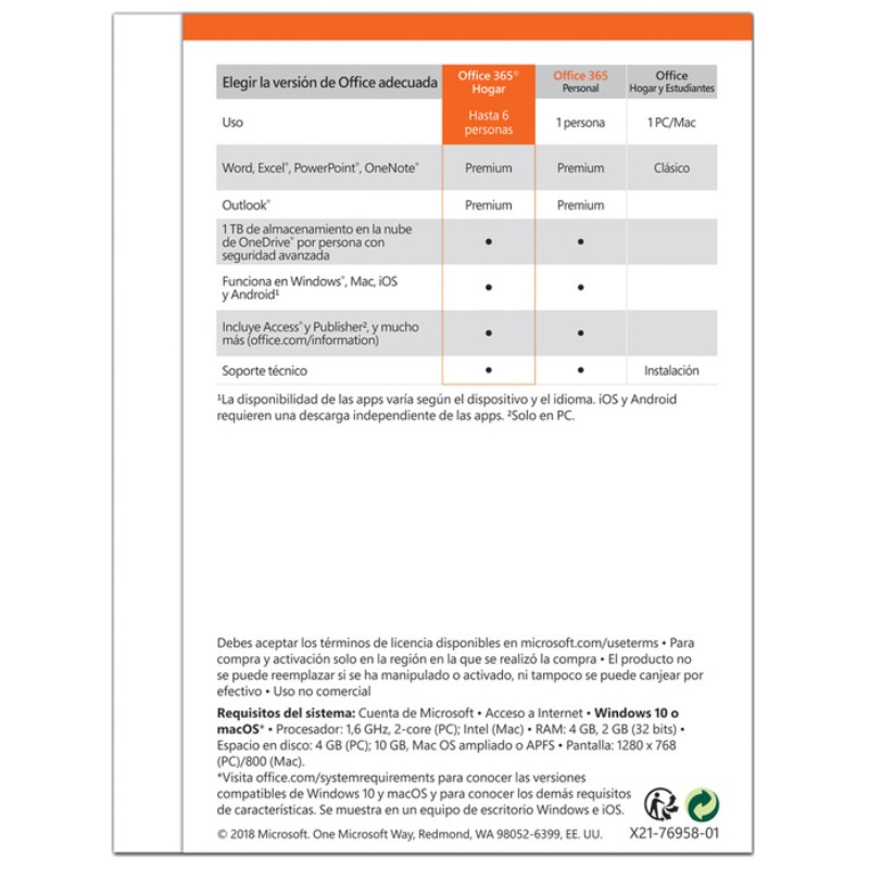 Microsoft Office 365 Hogar 6 Usuarios/1 Licencia - Ítem2