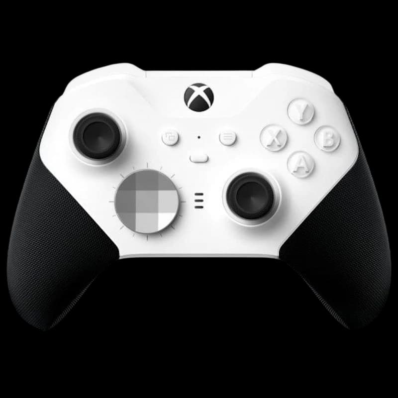 Mando Xbox Elite Series 2 Core blanco renovado en excelente estado, frontal blanco con agarres negros, botones ABXY claros y stick izquierdo metálico