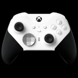 Mando Xbox Elite Series 2 Core blanco renovado en excelente estado, frontal blanco con agarres negros, botones ABXY claros y stick izquierdo metálico