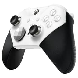 Mando Xbox Elite Series 2 Core blanco renovado en excelente estado con agarres negros texturizados, sticks intercambiables y cruceta metálica plateada