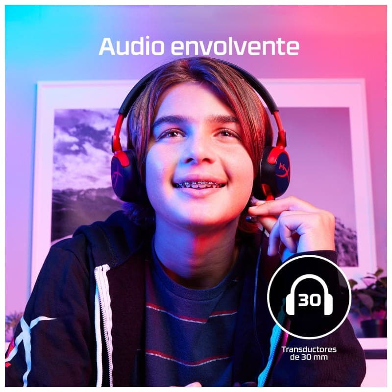Auscultadores HyperX Cloud Mini: Drivers de 30 mm - Multiplataforma - Som surround de microfone retrátil