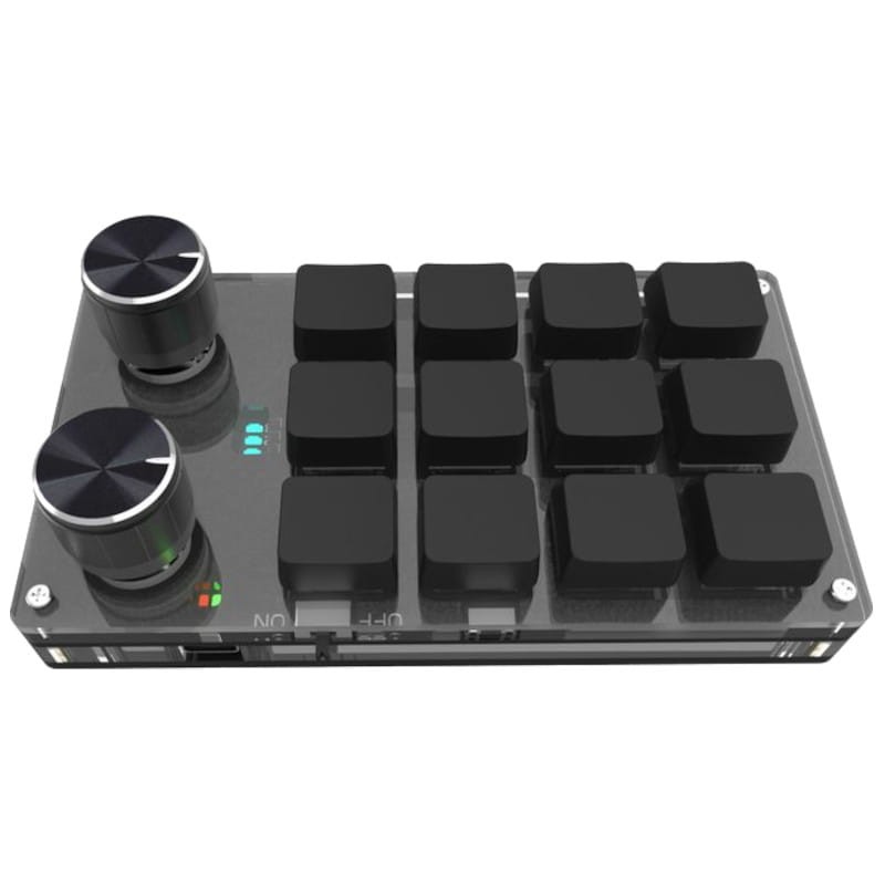 Mini Teclado Mecânico para Programadores 12 teclas + 2 Botões Bluetooth + USB Preto - Item