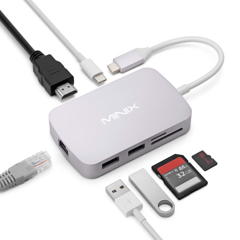 Minix Neo C Plus Hub USB Tipo C 3.1 con 2 x HDMI 2.0 / 3 x USB 3.0 / Slot Tarjetas SD - MicroSD / USB Tipo C / LAN 10/100/1000