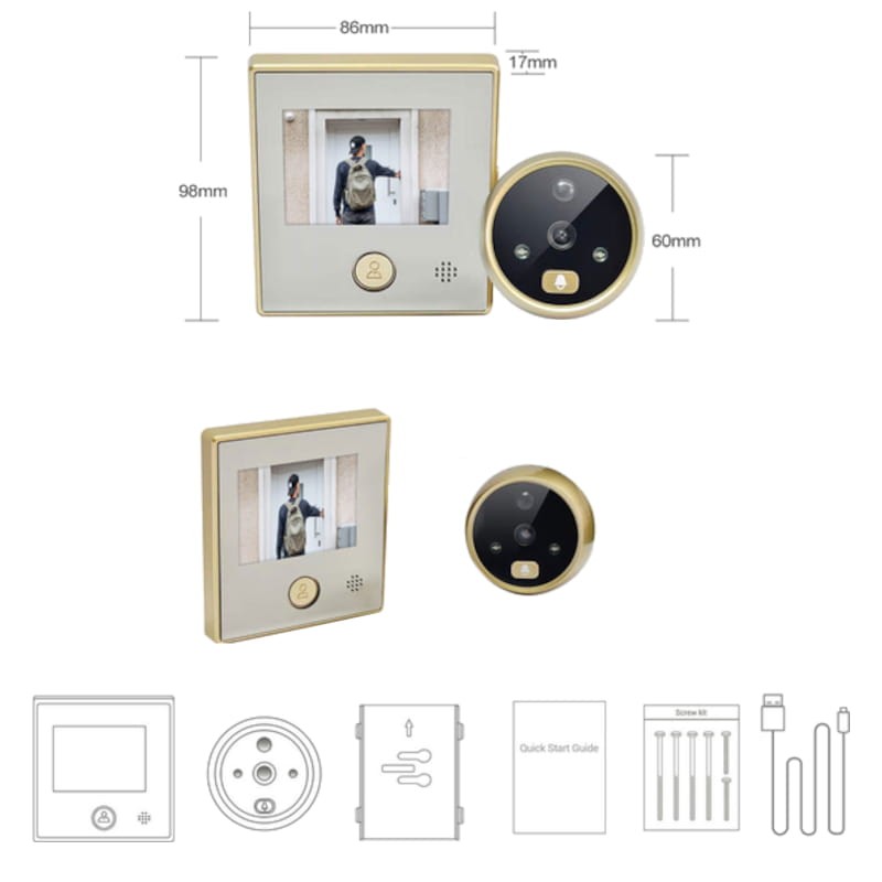 Olho mágico digital Escam C07 Ouro - Item4