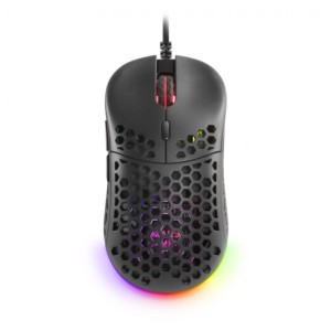 Mars Gaming MM55 - Cabo de design RGB Feather Paracord - Preto - 12800 DPI