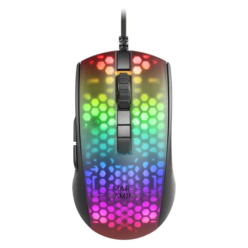 Mars Gaming MMR Feather Paracord RGBW Design Cable Preto - Rato para Jogos -12800 DPI - Item