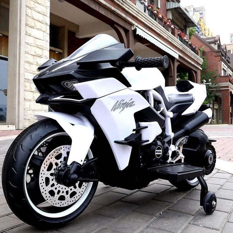 Mota Estilo Kawasaki H2R 12V Branco para Crianças - Item1