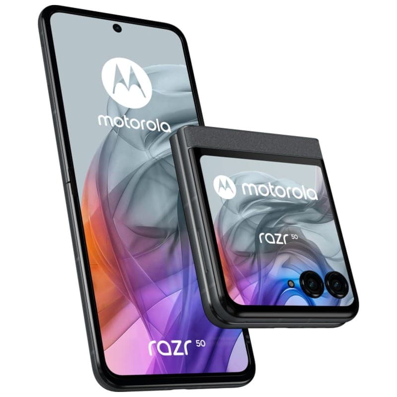 Motorola Razr 50 5G 8GB/256GB Cinzento - Telemóvel Vista frontal e dobrada