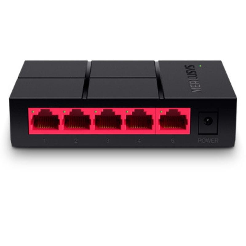 Mercusys MS105G 5 Portas Gigabit 10 Gbps Plug & Play Preto / Vermelho - Switch - Item