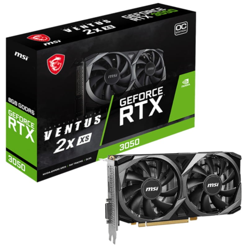 MSI Ventus Geforce NVIDIA RTX 3050 2X XS 8GB OC GDDR6 Negro - Tarjeta Gráfica - Ítem