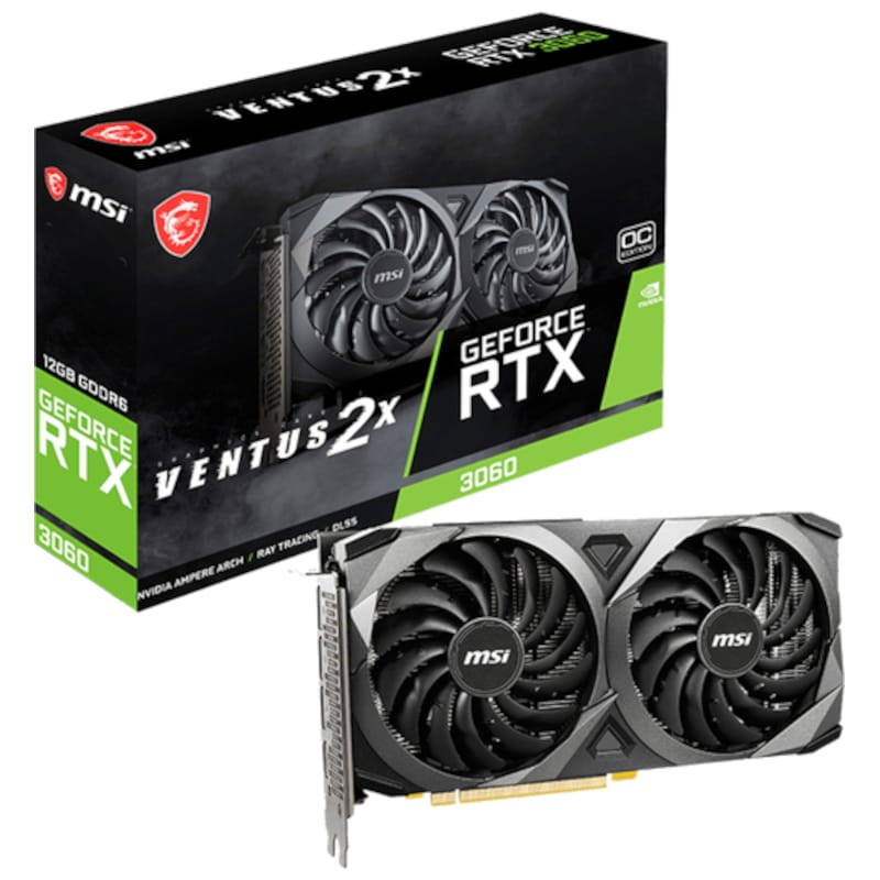 MSI Ventus GeForce NVIDIA RTX 3060 OC 2X 12GB GDDR6 Negro - Tarjeta Gráfica - Ítem