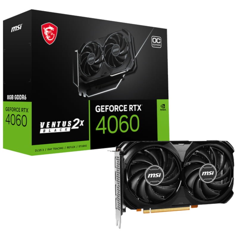 MSI Ventus Geforce NVIDIA RTX 4060 2X Black 8GB OC GDDR6 Cinza - Placa gráfica - Item