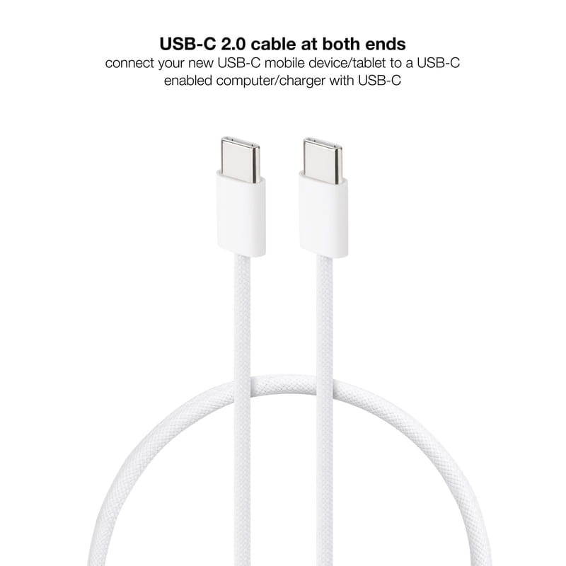 Nanocable USB-C 2.0 Cable 60W 3A, USB-C/M-USB-C/M Blanc - Ítem1