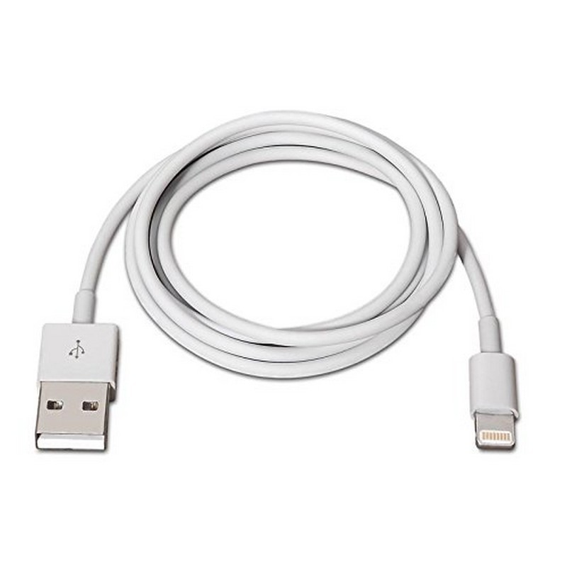 Nanocable Lighting Iphone vers USB - Couleur blanche - Charge les appareils Apple - Port Lightning - USB 2.0 - Transfert de données - 1 mètre de longueur - iPod, iPad et iPhone