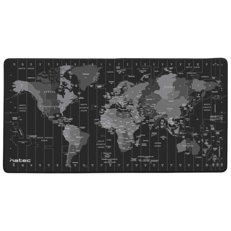 NATEC Time Zone Map Maxi Negro/Gris - Alfombrilla para ratón - Ítem