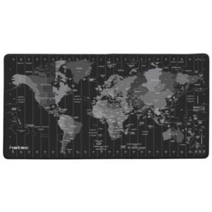 NATEC Time Zone Map Maxi Negro/Gris - Alfombrilla para ratón