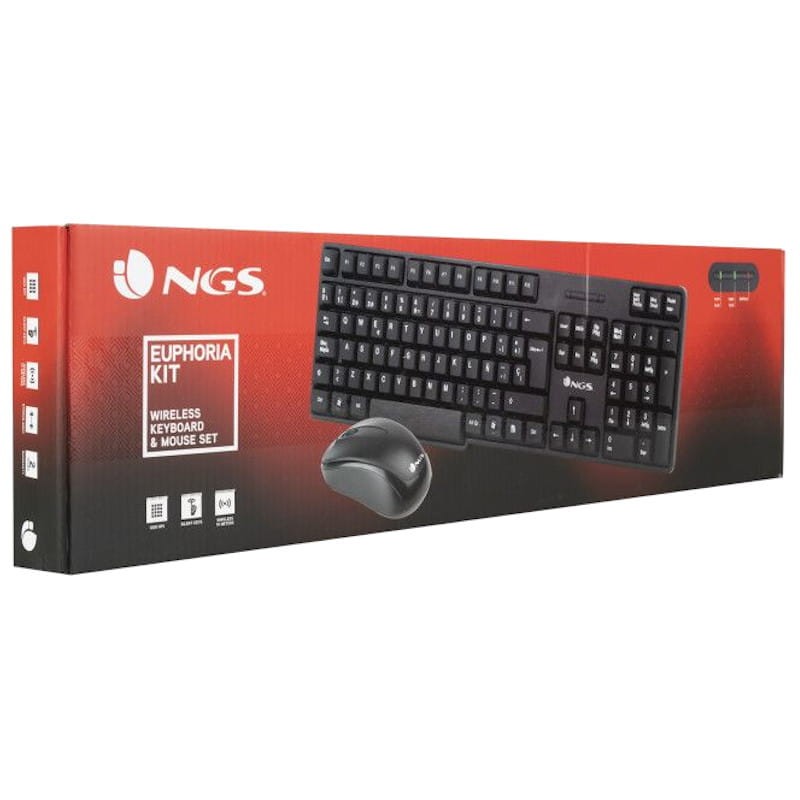 Teclado sem fio NGS Euphoria + kit de mouse inglês preto - Item9