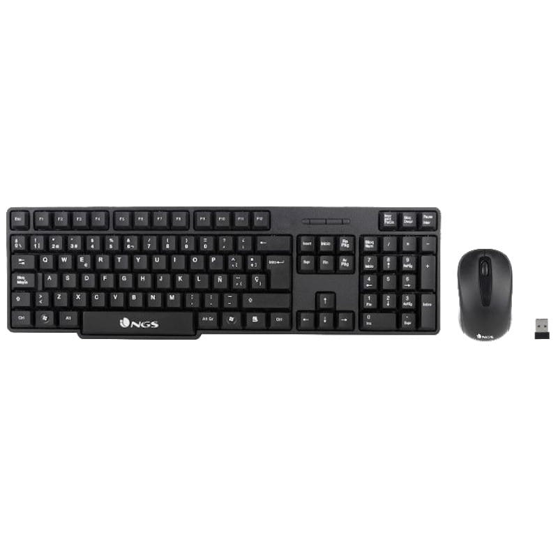 Teclado sem fio NGS Euphoria + kit de mouse inglês preto - Item1