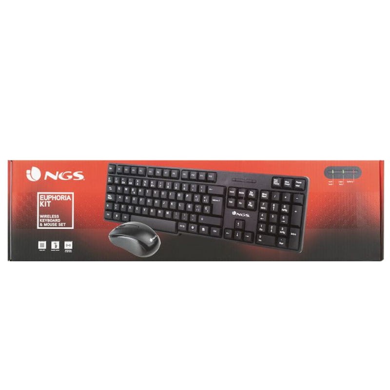 Teclado sem fio NGS Euphoria + kit de mouse inglês preto - Item8
