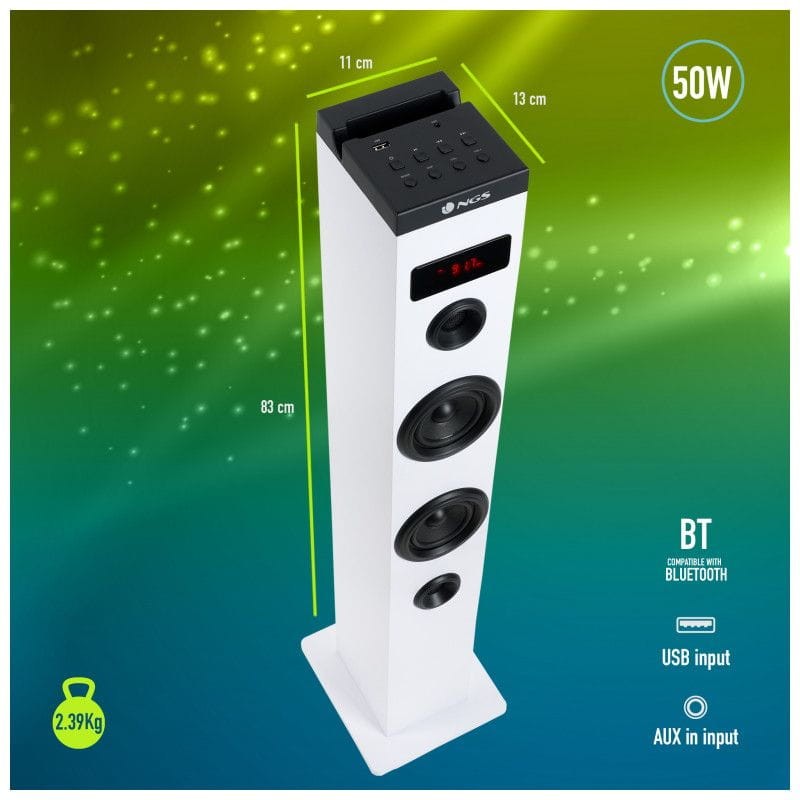 NGS Sky Charm Torre de sonido Bluetooth 50 W Blanco - Ítem7