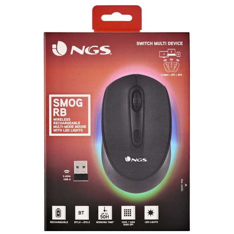 NGS SMOG-RB - Rato sem fio 2400 DPI - Preto - Item6