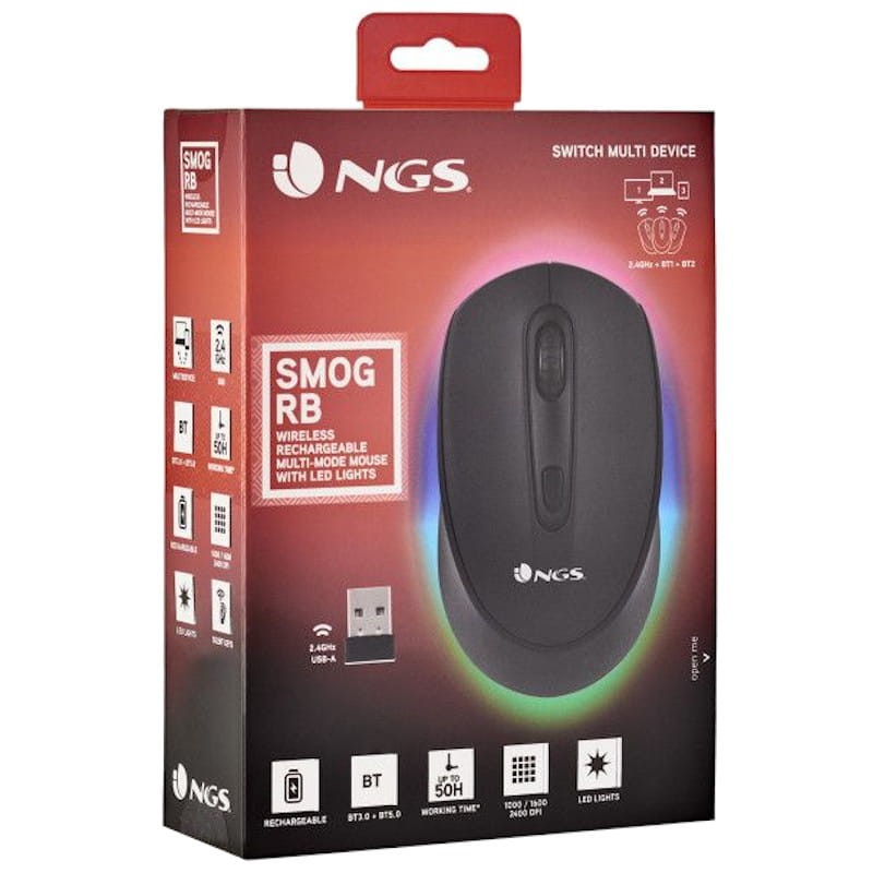 NGS SMOG-RB - Rato sem fio 2400 DPI - Preto - Item7