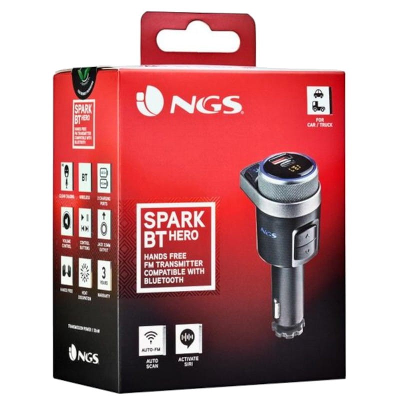 NGS Spark BT Hero Bluetooth Preto - Transmissor FM/MP3 para carro - Item5
