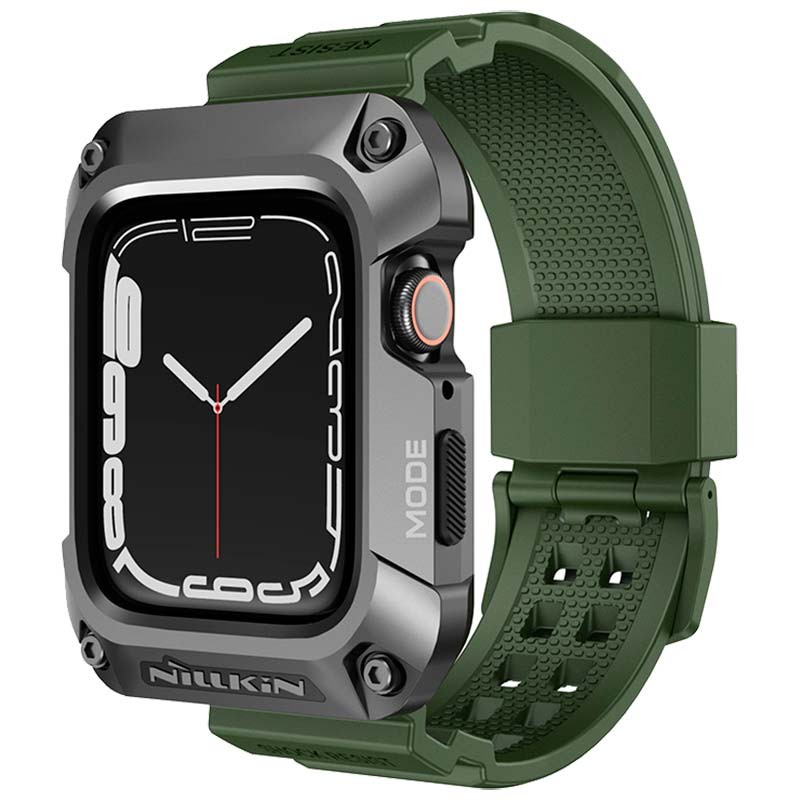 Pulseira com caixa DynaGuard verde de Nillkin para Apple Watch 7/8 de 45 mm - Item