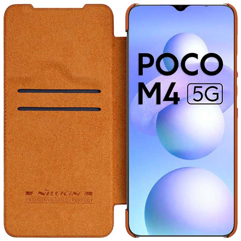 Nillkin Capa de cuoro Qin Xiaomi Poco M4 5G Castanho - Item5