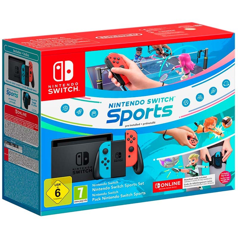 Console Nintendo Switch Bleu Neón/Rouge Neón + Switch Sports + Sangle de jambe + 3 Mois Online - Ítem
