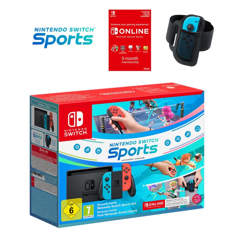 Console Nintendo Switch Bleu Neón/Rouge Neón + Switch Sports + Sangle de jambe + 3 Mois Online - Ítem8