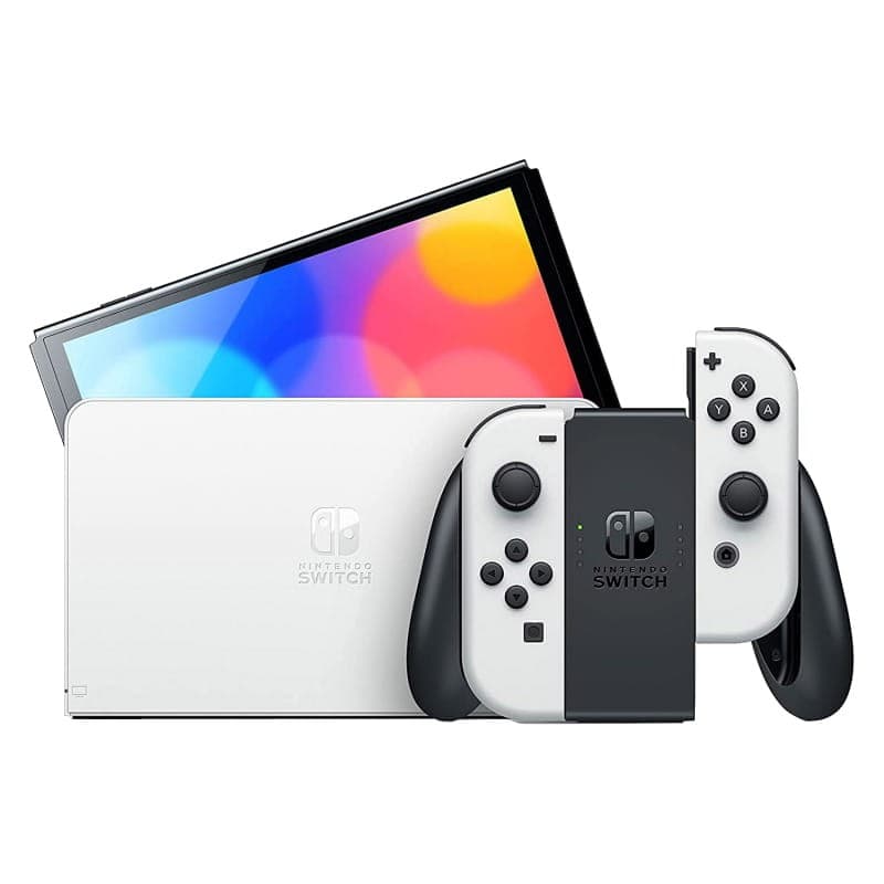 vista detalhada da Nintendo Switch Branco - Modelo OLED