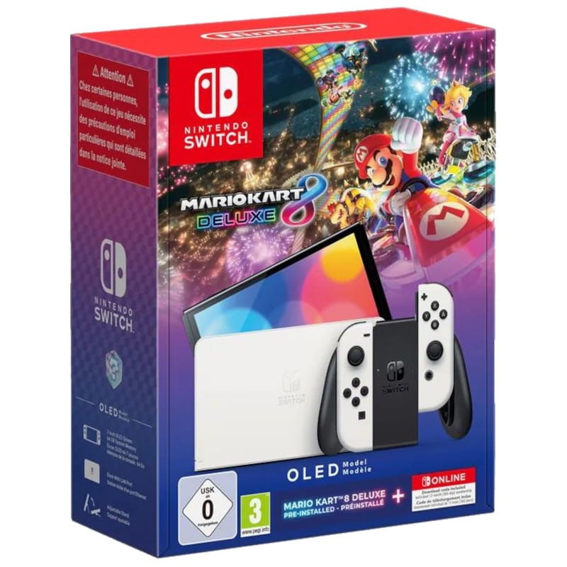 Nintendo Switch Blanco - Modelo OLED + Mario Kart 8 Deluxe + 12 Meses Online - Ítem