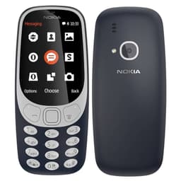 Nokia 3310 Dual Sim Bleu avec coque bleue, écran couleur arrondi, clavier T9 blanc, appareil photo arrière avec flash et logo Nokia visible
