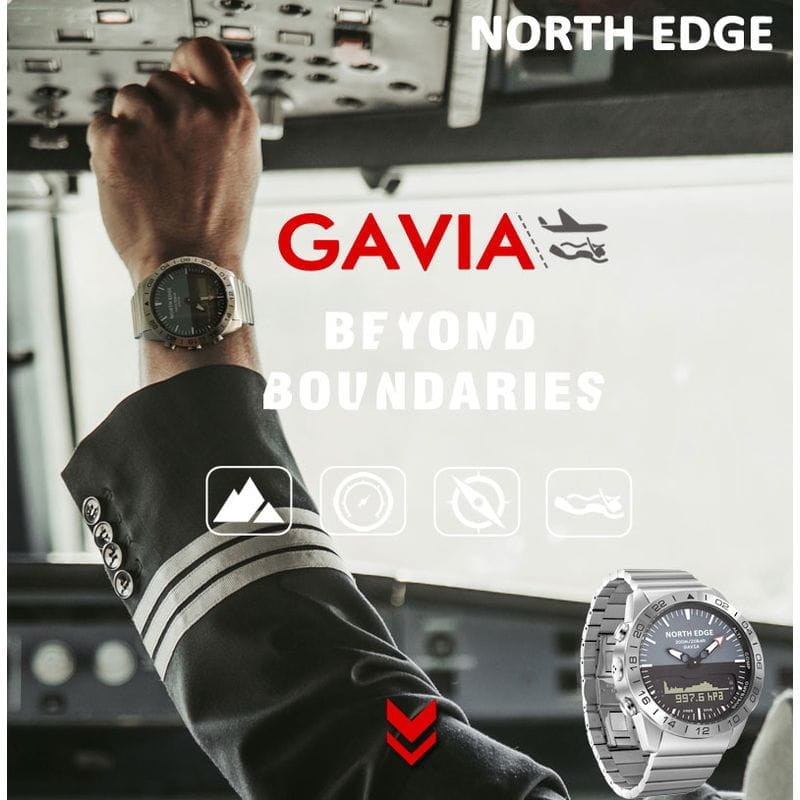 North Edge Gavia con Correa de Silicona Gris - Reloj de Buceo - Ítem1