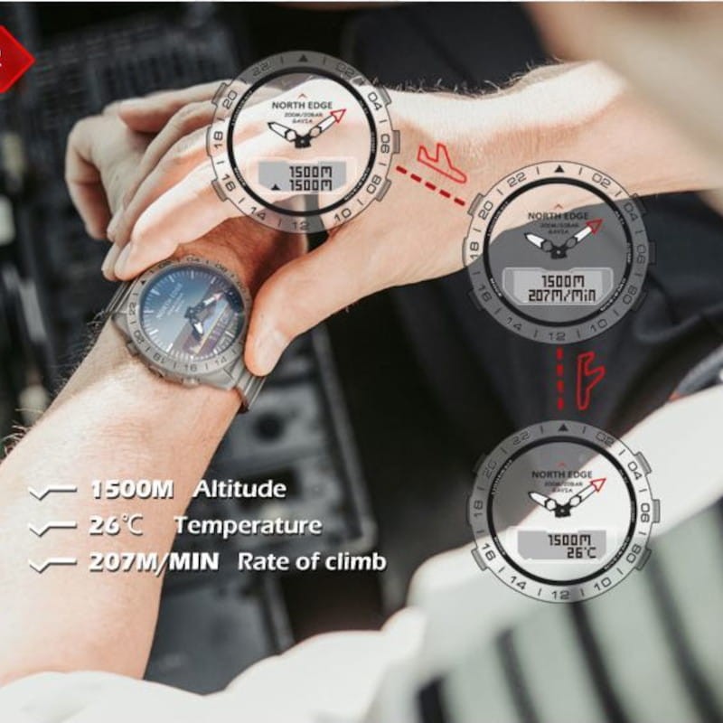 North Edge Gavia con Correa de Silicona Gris - Reloj de Buceo - Ítem2