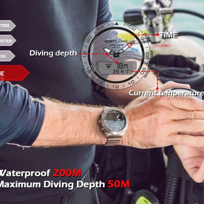 North Edge Gavia con Correa de Silicona Gris - Reloj de Buceo - Ítem5