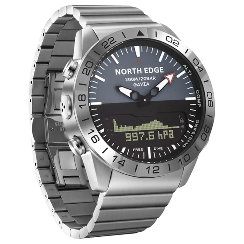 North Edge Gavia con Correa de Metal Plata - Reloj de Buceo - Ítem