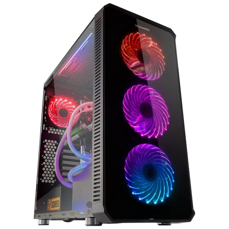 Nox Hummer TGX Rainbow RGB 3.0 USB Vidro temperado LED Preto - Item