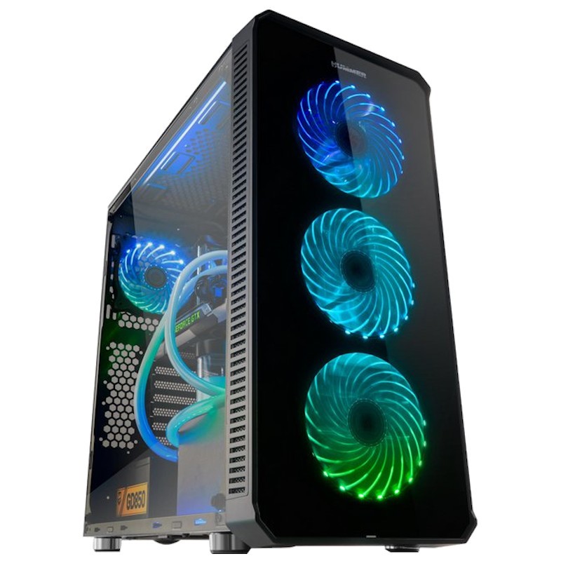 Nox Hummer TGX Rainbow RGB 3.0 USB Cristal Templado LED Negra - Ítem1