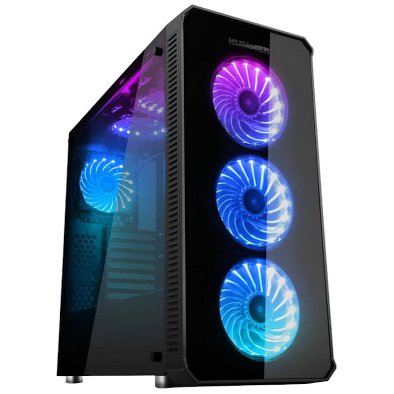 Nox Hummer TGX Rainbow RGB 3.0 USB Cristal Templado LED Negra - Ítem2