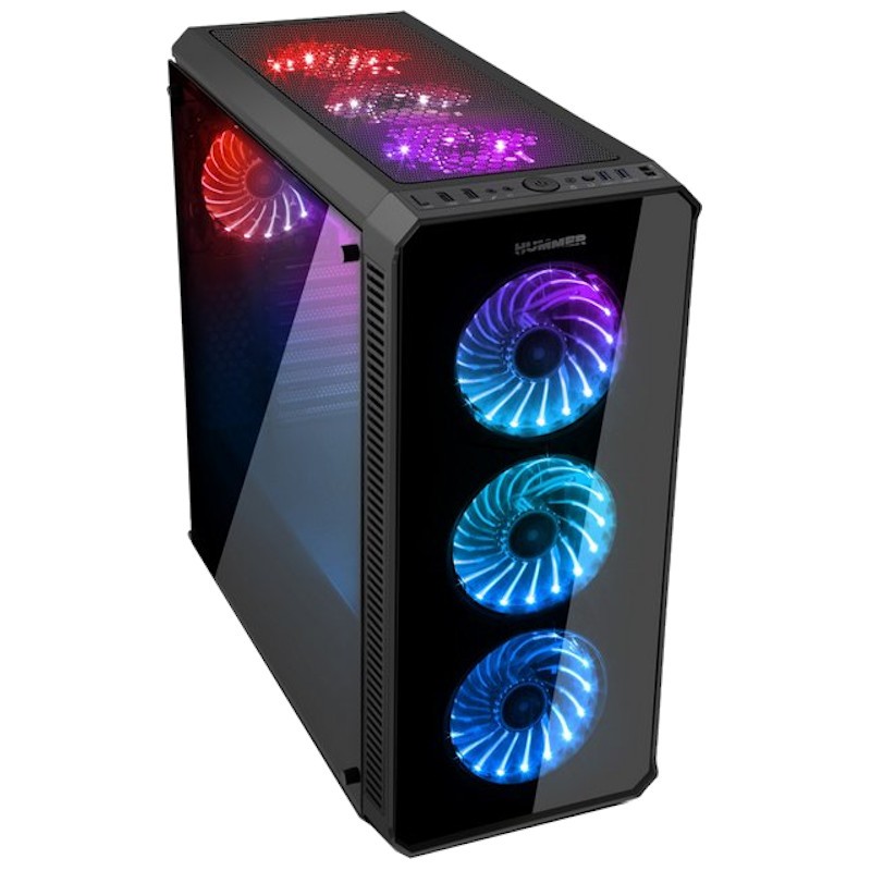 Nox Hummer TGX Rainbow RGB 3.0 USB Cristal Templado LED Negra - Ítem4