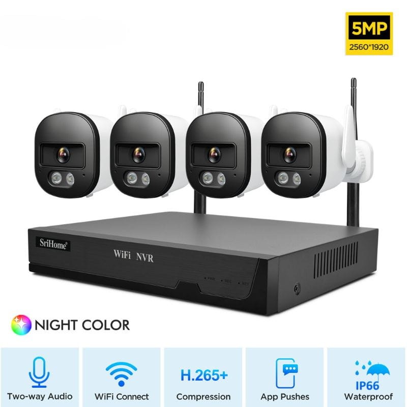 Kit de Videovigilancia Grabador Sricam NVS001E + 4 cámaras IPC056 5MP - Ítem1
