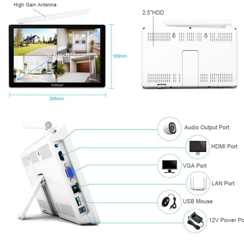 Kit de Videovigilancia Grabador Sricam NVS010 + 4 cámaras IPC056 5MP - Ítem2