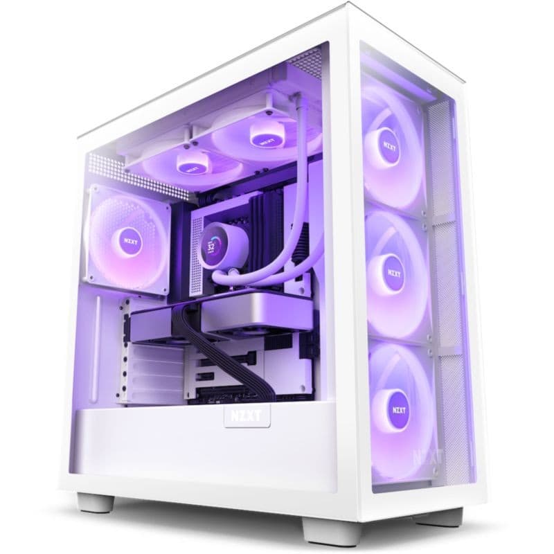 Sistema de refrigeração líquida NZXT Kraken 280 RGB Branco instalado em chassi de PC
